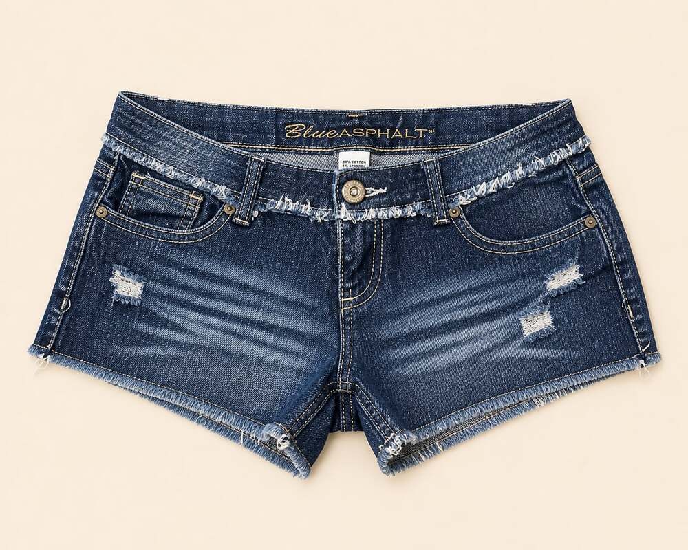 Blue Asphalt Y2K Low Rise Denim Women’s Small Distressed Dark Wash Micro‎ Shorts